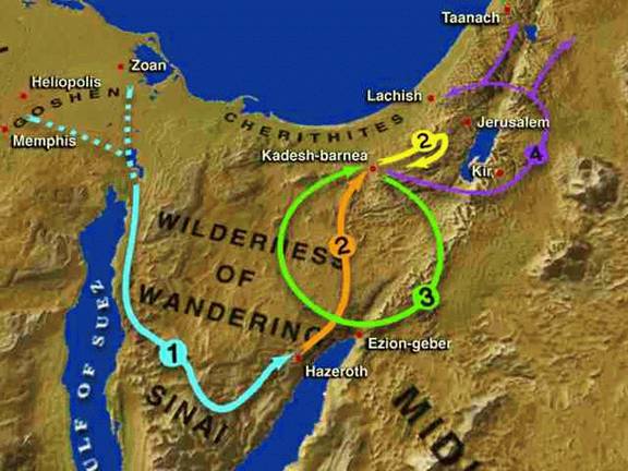 Map of Exodus Wilderness Wanderings